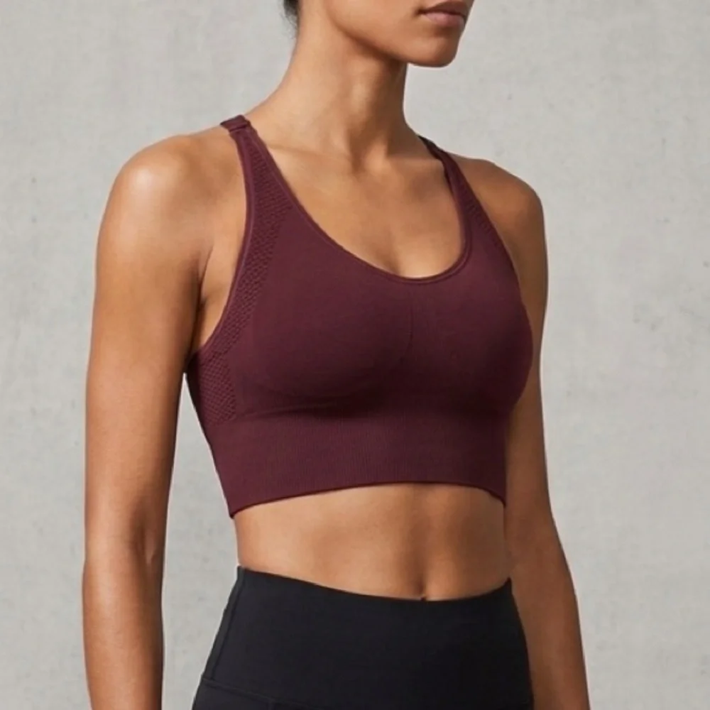 TORY BURCH Seamless Adjustable Long Bra - Winetasting Burgundy Medium